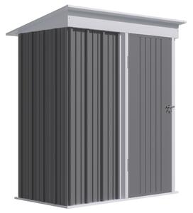 Casetta da Giardino Porta Attrezzi 161x95x163/181cm in Acciaio con Porta Bloccabile Grigio