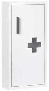 Armadietto Medicinali a 3 Ripiani con Porta Magnetica 30x12x60 cm in Acciaio Bianco