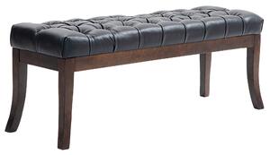 Panca Fondo Letto Imbottita con Design a Bottoni e Gambe Ricurve 120x38x46 cm in Pelle PU e Legno Nero