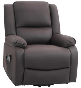 Poltrona Alzapersona Reclinabile 1 Motore con 8 Punti Massaggio 89x93x105 cm Riscaldamento e 2 Telecomandi Marrone