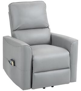 Poltrona Alzapersona Reclinabile 1 Motore con 8 Punti Massaggio 79x89x104 cm Riscaldamento e Telecomando Grigio Chiaro