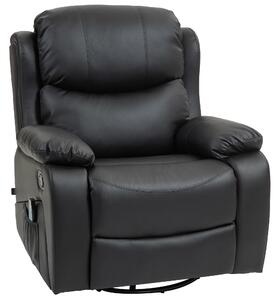 Poltrona Relax Reclinabile con 8 Punti Massaggianti 97x92x104 cm in Finta Pelle e Acciaio Nero