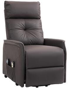 Poltrona Alzapersona Reclinabile 1 Motore con 8 Punti Massaggio 67x89x102 cm Riscaldamento e 2 Telecomandi Marrone