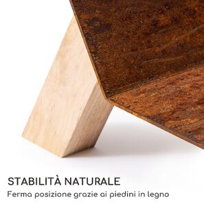 Blumfeldt Firebowl Langdon Wood Rust, legnaia, 68x38x34 cm, acciaio e legno