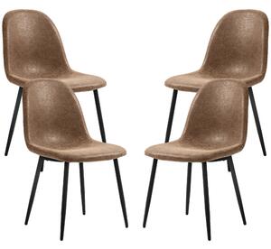 Set 4 Sedie da Pranzo Stile Vintage 46x61x85 cm in Similpelle Marrone