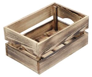 Contenitore a Cassetta Salvaspazio 30x20x14 cm in Legno Effetto Fiammato Naturale
