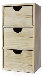 Cassettiera da Tavolo 3 Cassetti 32x17,1x14 cm in Legno di Pino Massello Naturale