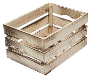 Contenitore a Cassetta Salvaspazio 40x30x24 cm in Legno Effetto Fiammato Naturale
