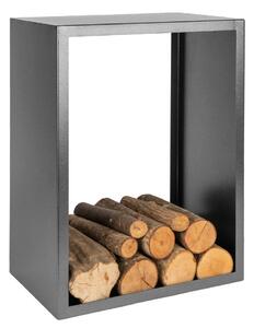 Portalegna per Camino 60x35x80cm in Ferro Verniciato Grigio Martellato