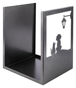Portalegna per Camino in Ferro Verniciato 40,5x35,5x50cm Grigio Martellato