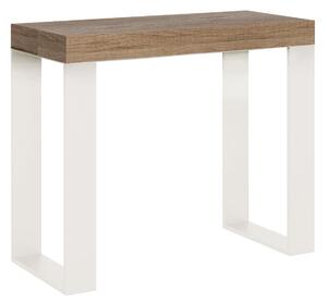 Consolle Allungabile 90-300x40x77 cm Tecno Quercia Natura telaio Bianco