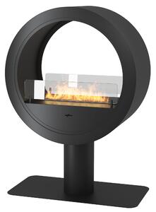 Camino a Bioetanolo da Pavimento 72,5x100x37,5 cm Incyrcle 2Side Stand Nero con Vetro