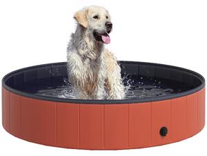 PawHut Piscina per Cani Portatile Pieghevole in PVC, Vasca da Bagno per Pet, Resistente e Facile da Pulire, Φ140x30cm - Rosso|Aosom