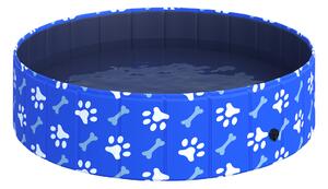 PawHut Piscina Rigida per Cani Taglia Media 65kg in Plastica Dura e Antiscivolo per Giardino o Interni, Blu Diametro 120x30cm|Aosom