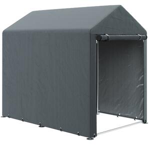 Capanno Box per Attrezzi da Giardino 120x179x165 cm Tenda in PE anti UV e Metallo Grigio scuro