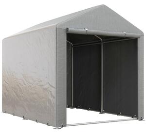 Capanno Box per Attrezzi da Giardino 160x218x172 cm Tenda in PE anti UV e Acciaio Grigio chiaro