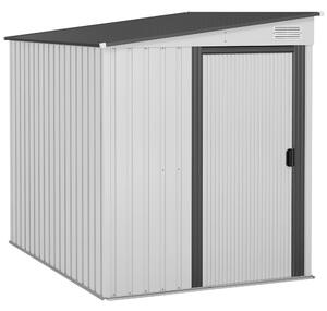 Casetta Box per Attrezzi da Giardino 154L x 206,5P x 160/181A cm con Base in Acciaio zincato Bianco