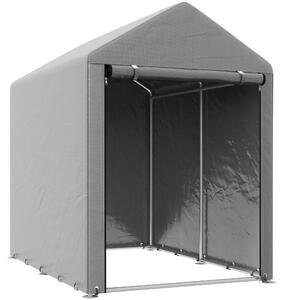 Capanno Box per Attrezzi da Giardino 120x179x165 cm Tenda in PE anti UV e Metallo Grigio chiaro