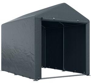 Capanno Box per Attrezzi da Giardino 160x218x172 cm Tenda in PE anti UV e Acciaio Grigio scuso