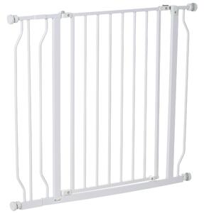 Cancelletto di Sicurezza per Animali Domestici Regolabile 75-95 cm in Acciaio e ABS Bianco