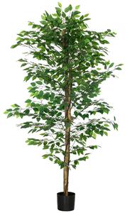Pianta Artificiale di Ficus con Vaso per Interni ed Esterni 180 cm Verde