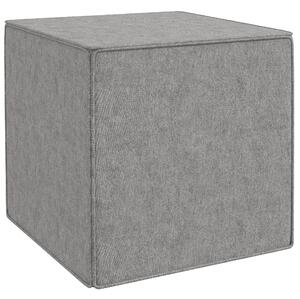 Pouf Poggiapiedi Quadrato Rivestimento Rimovibile in Tessuto Effetto Lino 41x41x41 cm Grigio Chiaro