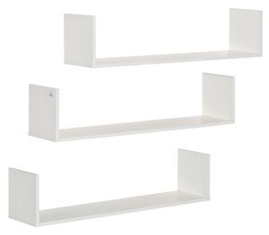 Set 3 Mensole da Parete 80x18x18 cm in MDF Bianco