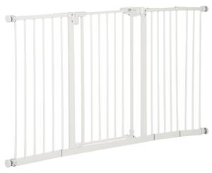 Cancelletto di Sicurezza per Animali Domestici 3 Estensioni Regolabile 74-148cm Chiusura Automatica Bianco