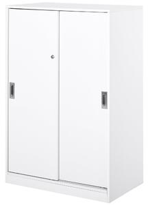Armadietto da Ufficio 3 Ripiani con Chiavi 80x40x120 cm in Truciolato Bianco