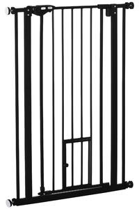 Cancelletto di Sicurezza Alto con Porta Piccola e Chiusura Automatica 74-80x104 cm Nero