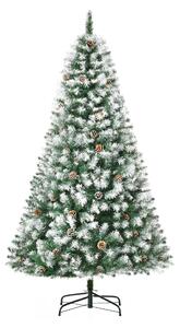 Albero di Natale Artificiale Innevato 180 cm 800 Rami con Pigne Apertura Automatica Verde