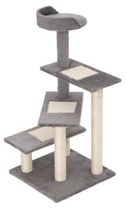 Albero Tiragraffi per Gatti 48,5x 48,5x100 cm con Lettino Pali in Sisal Rivestimento in Peluche Grigio