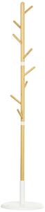 Appendiabiti da Terra 8 Ganci 37,8x175,6 cm in Bambù Legno e Metallo Legno/Bianco