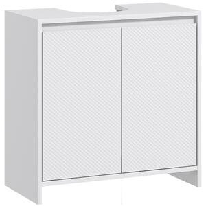 Mobile Sottolavello da Bagno 60x30x60cm 2 Ante Decorate Bianco