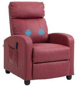 Poltrona Relax Massaggiante 68x88x98 cm con Telecomando e 8 Programmi Reclinazione e Poggiapiedi Rosso