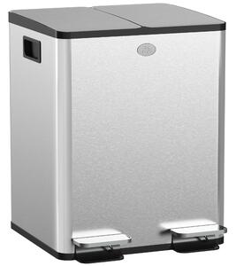 Pattumiera a Pedale 2 Sezioni da 20L 45,8x36x51,6 cm in Acciaio Inox e PP