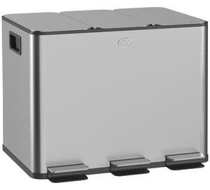 Pattumiera a Pedale 3 Sezioni da 20L 61,9x36,6x56,7 cm in Acciaio Inox e PP