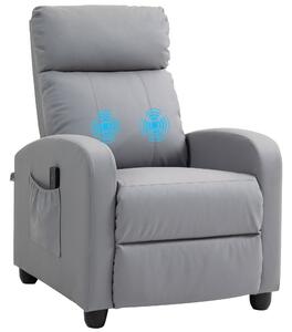 Poltrona Relax Massaggiante 68x88x98 cm con Telecomando e 8 Programmi Reclinazione e Poggiapiedi Grigio Chiaro