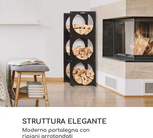 Blumfeldt Trio Circulo, portalegna, 55 x 160 x 30 cm, acciaio da 3 mm, scaffale