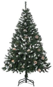 Albero di Natale Artificiale Innevato 150 cm 676 Rami con Pigne Apertura Automatica Verde