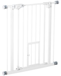 Cancelletto di Sicurezza per Cani con Porta Piccola Montaggio a Pressione 74-80x76,2 cm Bianco