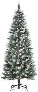 Albero di Natale Artificiale Innevato 150 cm 464 Rami e 28 Pigne Verde e Bianco