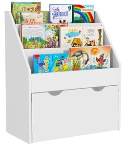 Libreria per Bambini 62.5x30x70 cm 3 Ripiani e Cassetto Inferiore Bianco