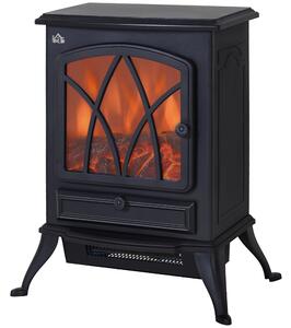 Camino Elettrico da Terra Effetto Fiamma in Stile Retrò Termostato 1000-2000W Nero