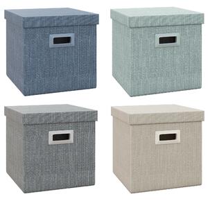 Set 4 Scatole per Armadi Pieghevoli con Coperchio in Tessuto 30x30x29cm