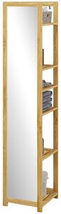 Mobile a Colonna con Specchio 6 Ripiani in Bambù 35x35x168 cm Colore Legno