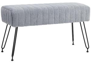 Panca Fondo Letto Imbottita 82x30x47 cm Pelliccia Sintetica Grigia