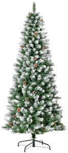 Albero di Natale Artificiale Innevato 180 cm 630 Rami e 37 Pigne Verde e Bianco