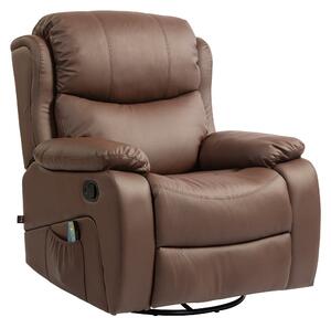 Poltrona Relax Massaggiante 97x92X104 cm Reclinabile e Riscaldante con 8 Punti Massaggianti Marrone