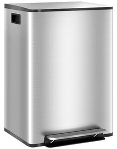 Pattumiera a Pedale 2 Sezioni 30L 47,7x37,5x66,8 cm in Acciaio Inox e PP